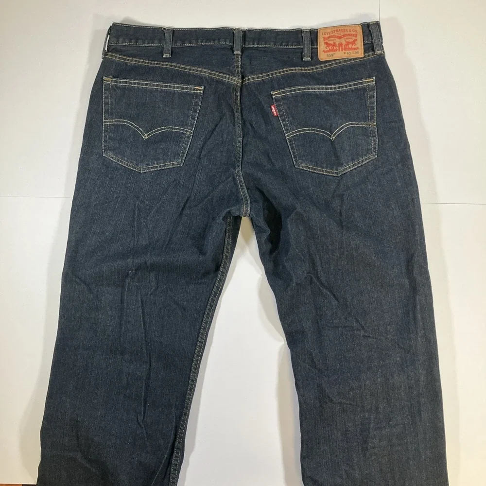 Levis 559 Jeans Mens 40x30 Blue Dark Wash‎ Relaxed Straight Denim